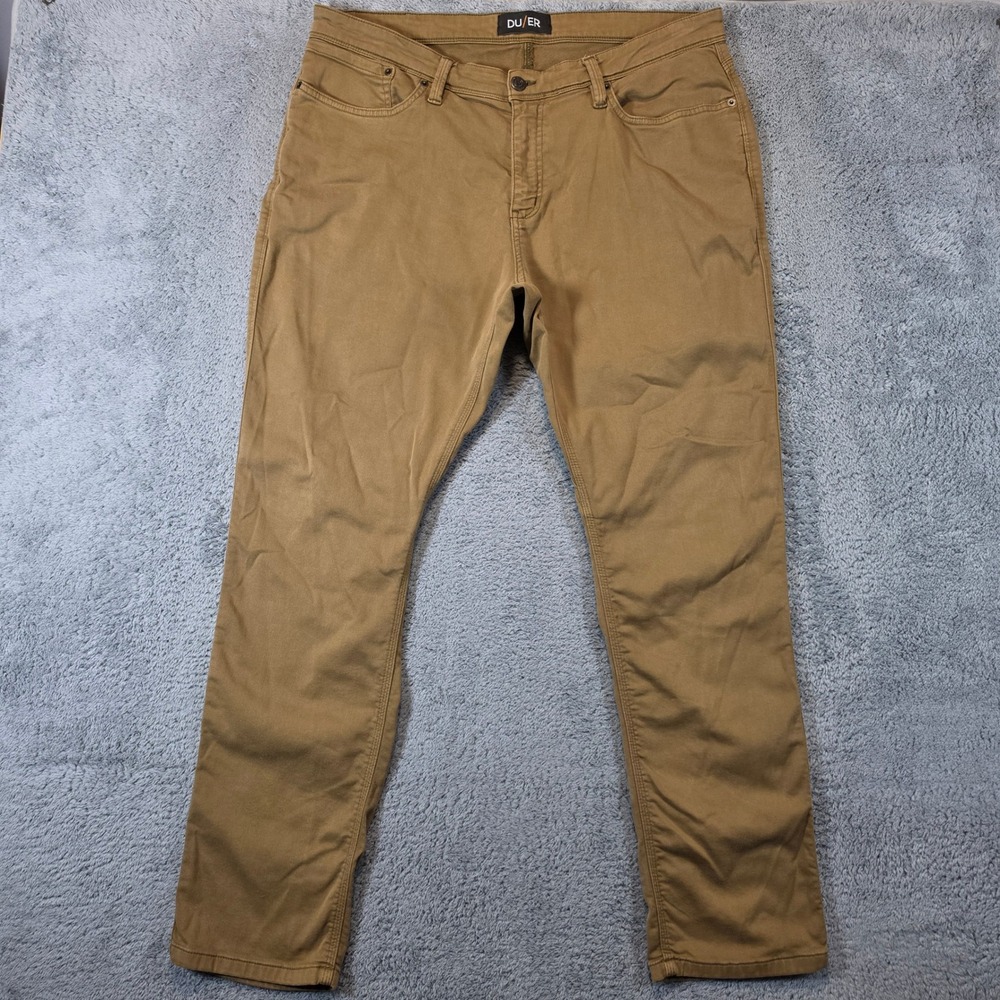 DU/ER N2X Relaxed Taper Pants Mens 38x32 Brown Stretch Performance Casual EUC